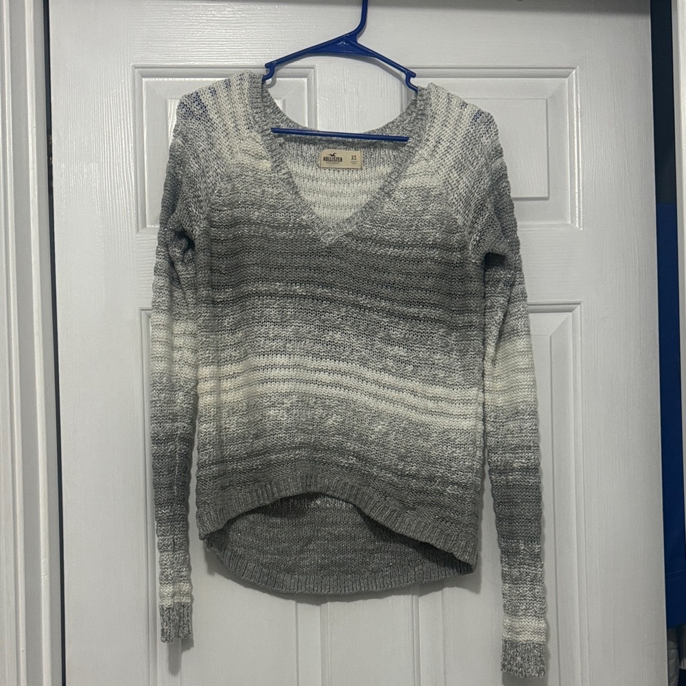 Hollister Gray Ombre V-Neck Sweater